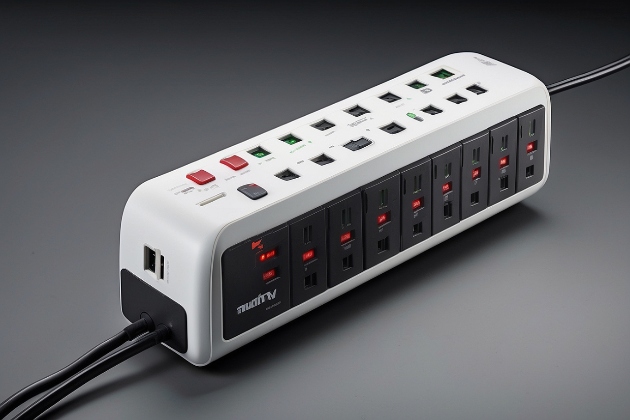 Close up of surge protector device